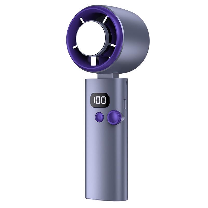 Portable High-Speed Bladeless Mini Fan with Digital Display and Cooling Ice Pack