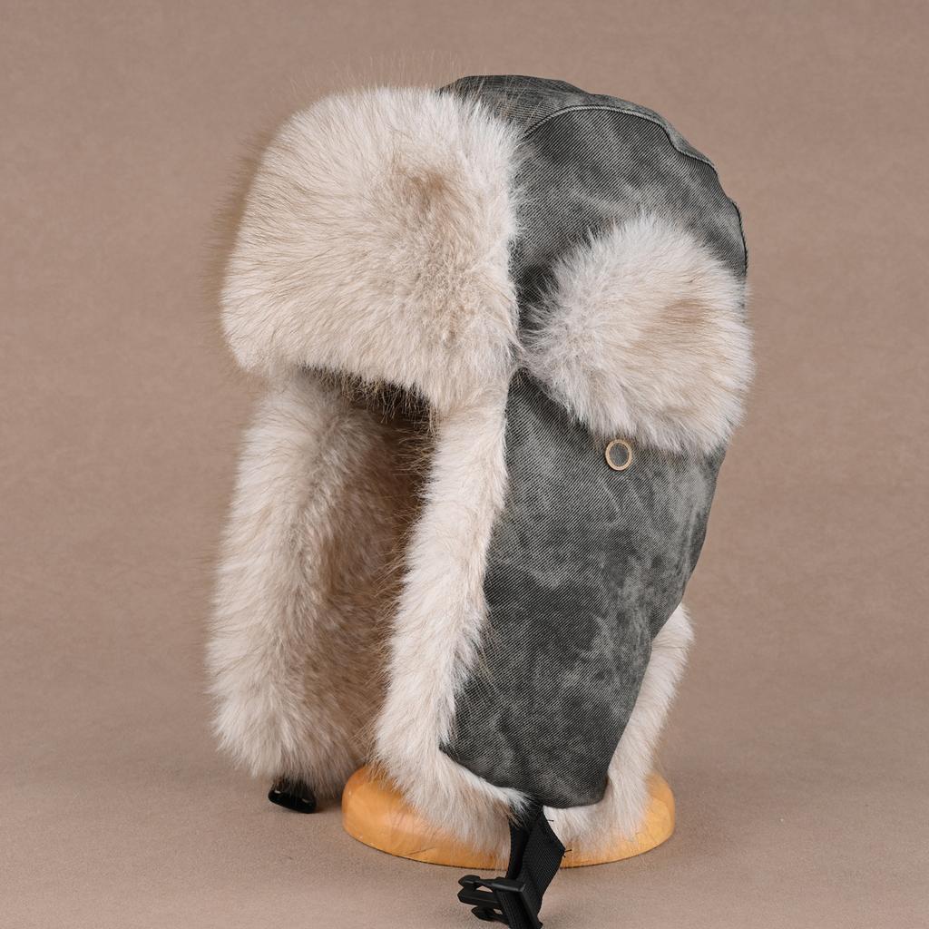 Retro Imitation Mink Hat for Men and Women Winter Thickened Plush Ear Protection Cotton Hat Outdoor Cycling Windproof Hat