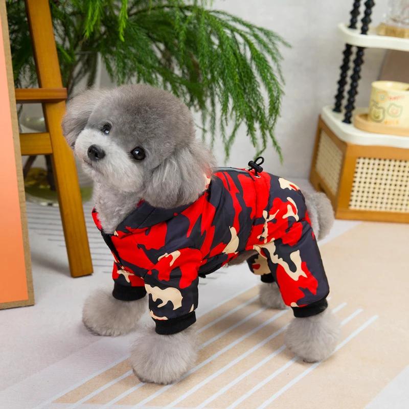 Thicken Warm Dog Jumpsuit Coat Camo-style Winter Pet Clothes for Maltese Yorkies Snowsuit Small Mid Dogs Jackets Bulldog Onesies