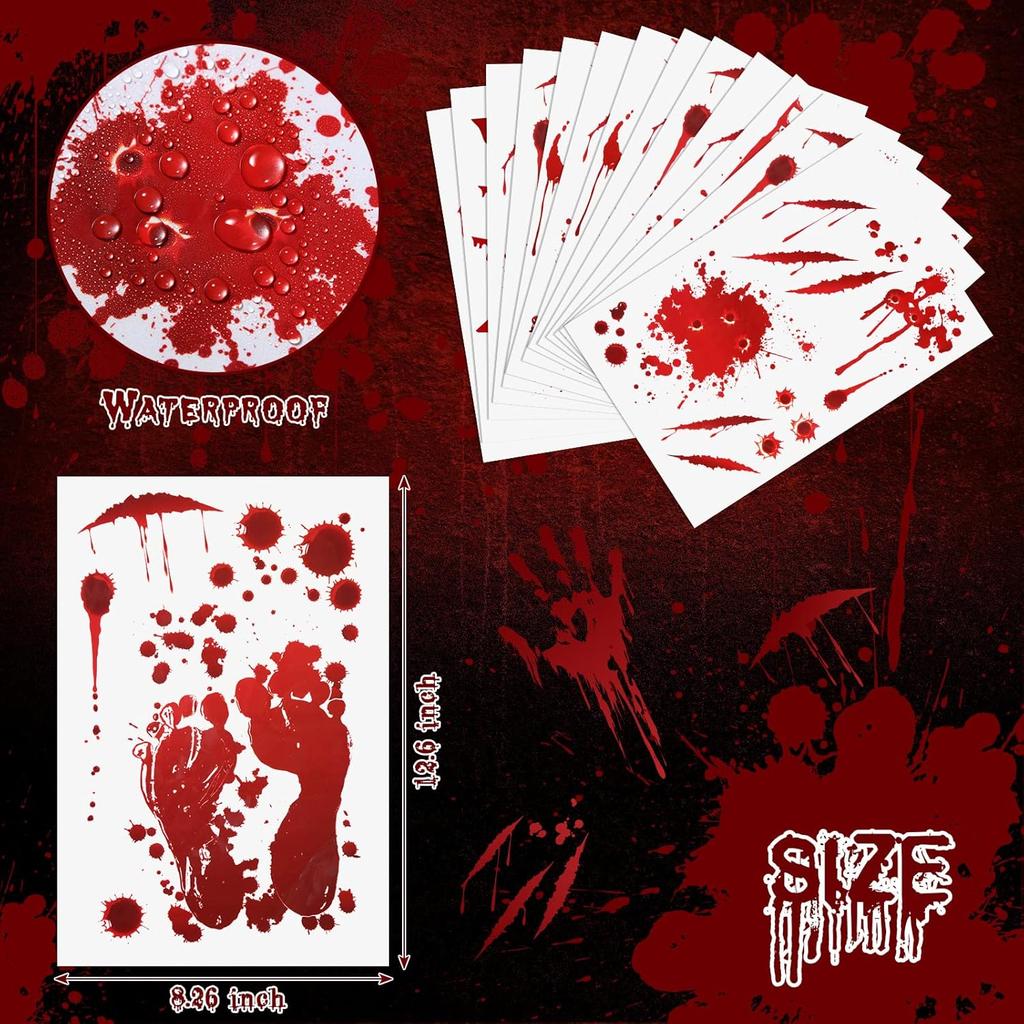 Frienda 11 Sheets Halloween Blood Car Decal Halloween Car Accessories Self-Adhesive Bloody Stickers Decor For Headlights Windows Headlamps