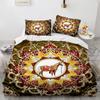 Mandala Duvet Cover Set Boho Style Horse Pattern Chic Polyester Comforter Cover King Twin Size for Teens Adults Kids Bedding Set