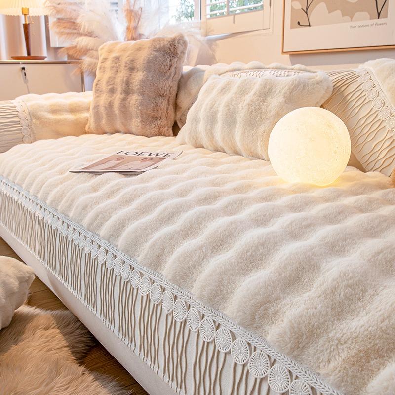 Высококачественная толстая плюшевая подушка для дивана в виде облака, волнистые полоски, плюшевый противоскользящий зимний мягкий чехол для дивана, коврик для кресла, домашний декор