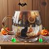 Кружка из расписного стекла на Хэллоуин, жуткий узор с черным котом и тыквой, чайная чашка, кофейная чашка с двойными стенками для горячих и холодных напитков