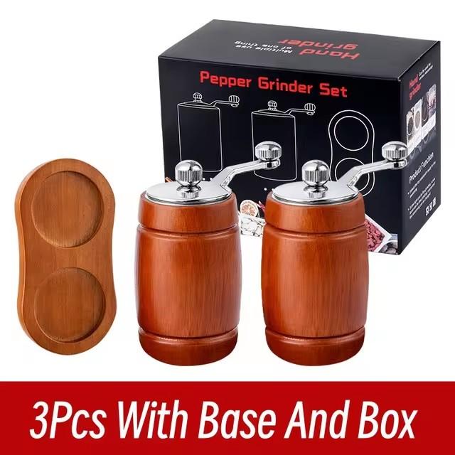 Ручная мельница для перца Деревянный бочонок Соль Перечница Акриловый Керамический стержень Свежемолотый перец Приправа Мельница