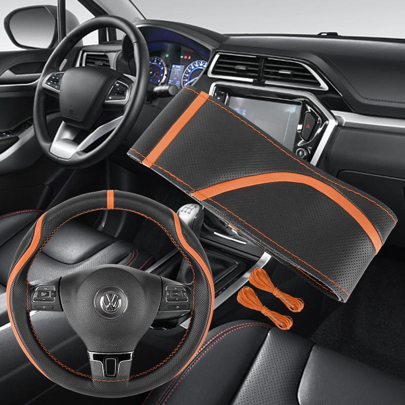 Чехол на руль из натуральной кожи, ручной работы, нескользящий, верхний слой из коровьей кожи, впитывающий пот, универсальный для всех сезонов.