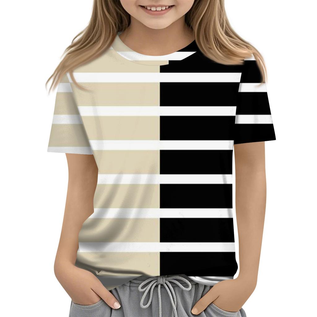 Детская модная повседневная футболка с коротким рукавом и круглым вырезом