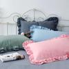 1 Pair European Style Cotton Wrinkle Elegant Pillow Cases Ruffle Design Pillow Cover Ruffle Princess Pillowcase 48*74cm