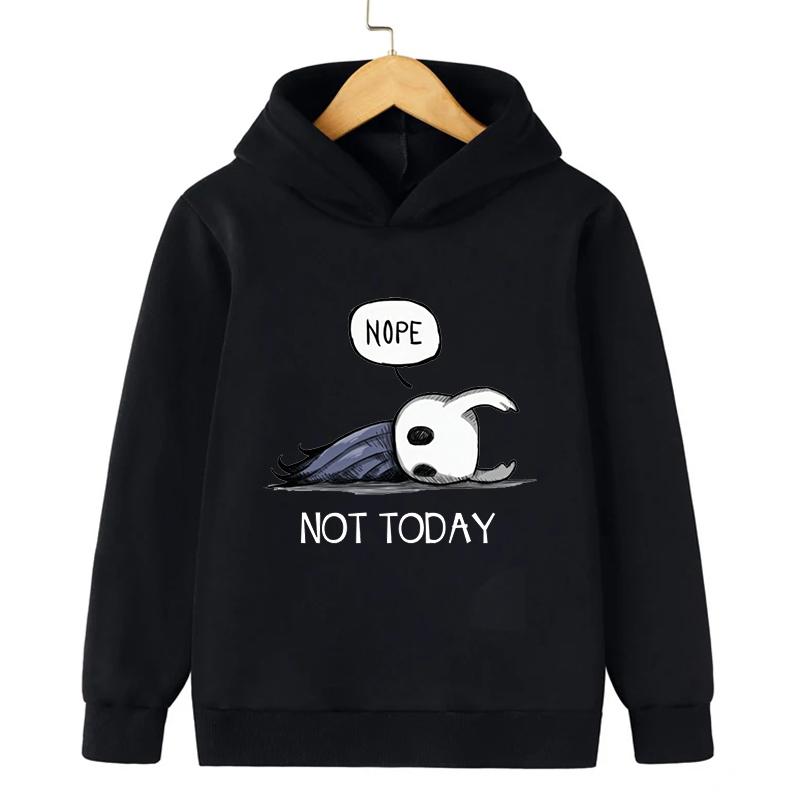 Autumn Nope Not Today Print Trendy Hoodies Hollow Knight Children's Sweatshirt Casual Comfortable Hoody for Boys Girls Pullover