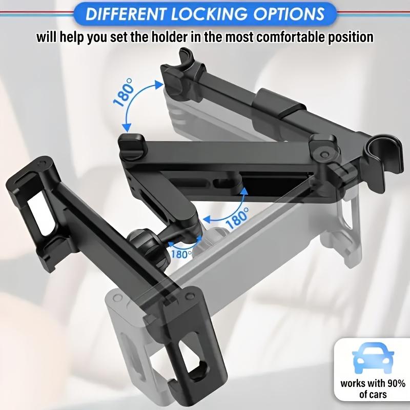 Автомобильный задний подголовник держатель для планшета/телефона, Совместим с планшетами, Подходит для устройств 4.7-12.9 дюймов, Регулируемый для безопасности, Подходит для дорожных путешествий