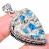 K2 Blue Azurite Handmade 925 Sterling Silver Jewelry Pendant 2.05" T3H10