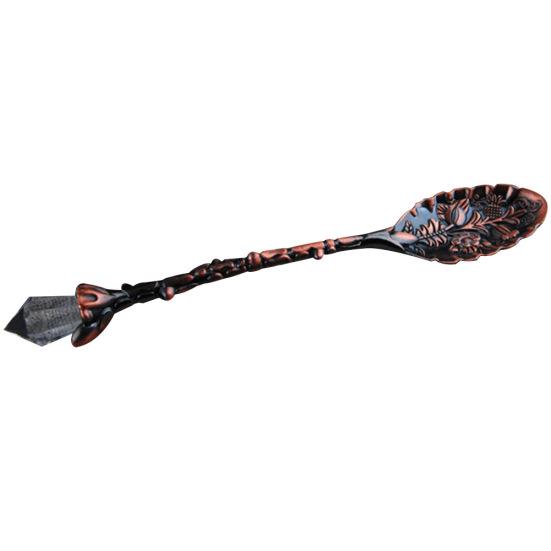Vintage Flower Carving Tea Coffee Dessert Spoon Long Crystal Handle Dinnerware