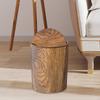 Compact Rubbish Bin with Wood Grain Design for Bathroom and Bedroom