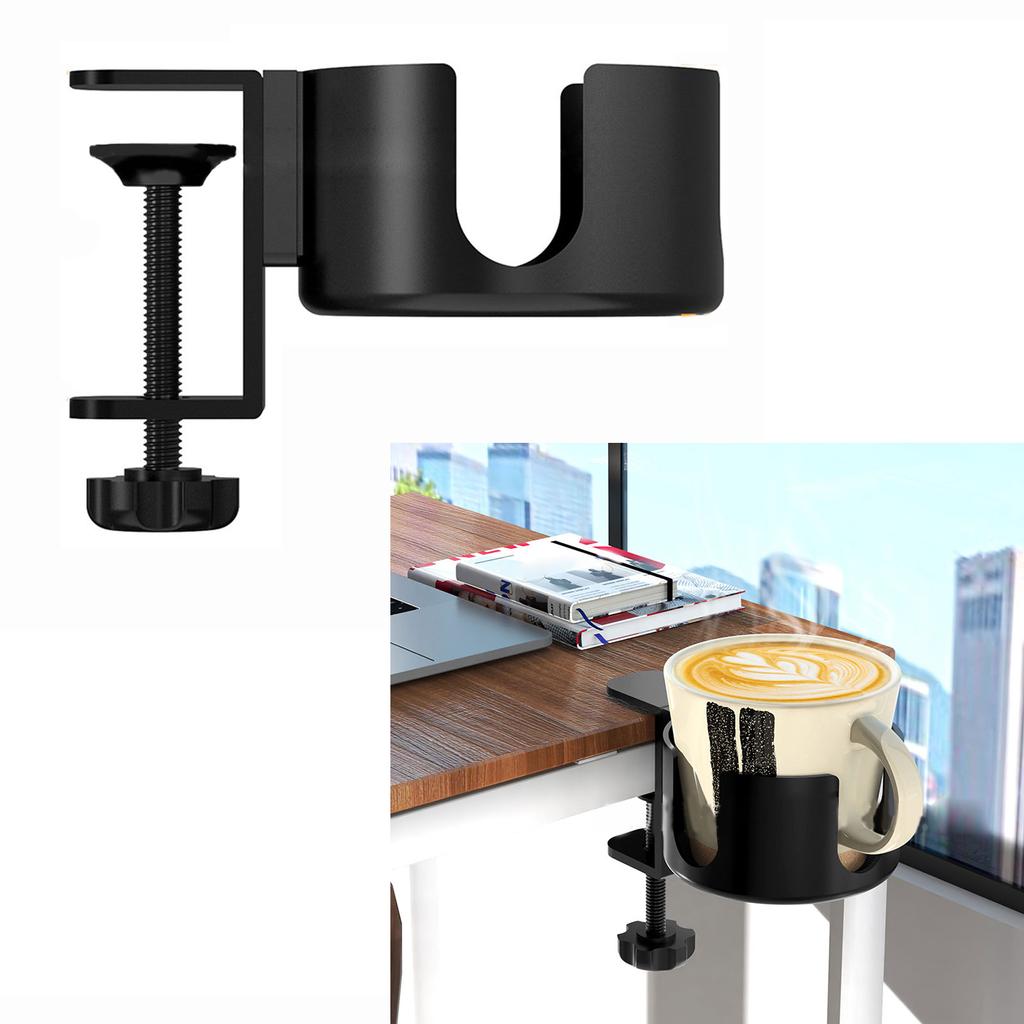 Desk Side Drinking Cup Holder Clip Adjustable Drink Mount Water Bottle Stand Clip On Table Anti-Spill Cup Holder