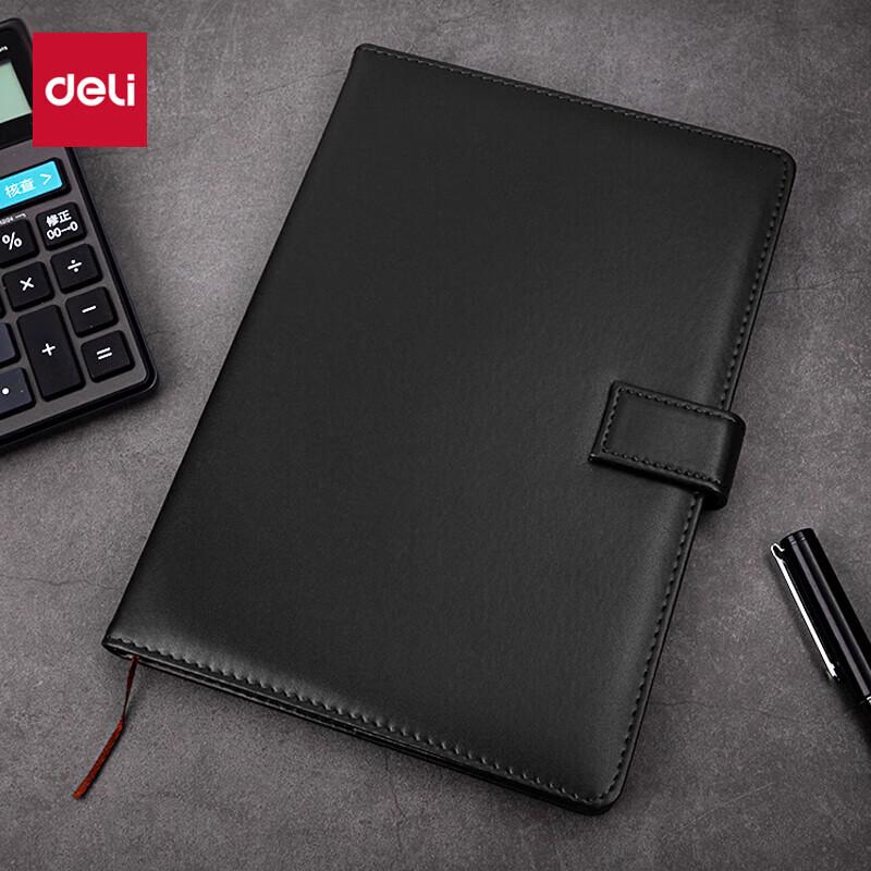 Deli 16K Business Leather Notebook with Snap Closure