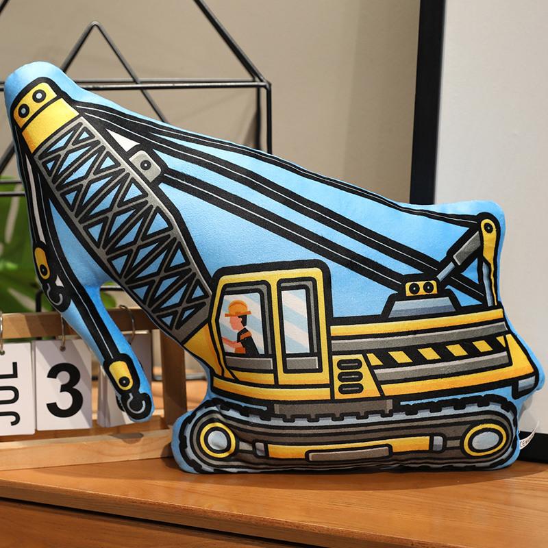 Веселые плюшевые игрушки-конструкторы Мультяшный бульдозер Экскаватор Грузовик Мягкая набивная кукла Подушка для обнимания Подушка для сиденья Подарок Детям Мальчикам Время для игр