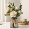 2 Bunches Simulation Flower Arrangement Artificial Bouquet White Rose Decoration for Pastoral Style Floral Scene Layout Home Wedding Flowers White
