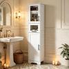 Bathroom Column Furniture, Freestanding Bathroom Tall Cabinet with 1 Drawer, 2 Doors and Adjustable Shelves