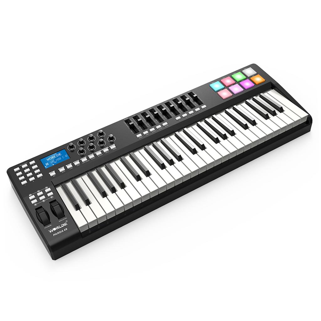 WORLDE PANDA49 Portable 49-Key USB MIDI Keyboard Controller 8 RGB Colorful Backlit Trigger Pads