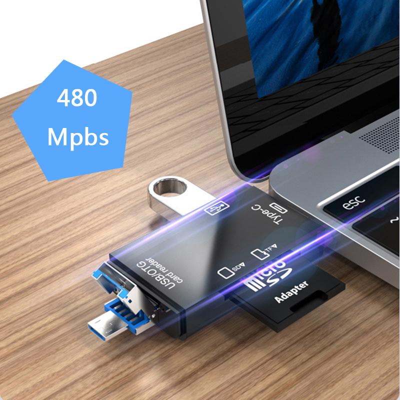 Устройство чтения карт памяти Tf Sd, портативный адаптер USB2.0 типа C, многофункциональное устройство чтения карт памяти