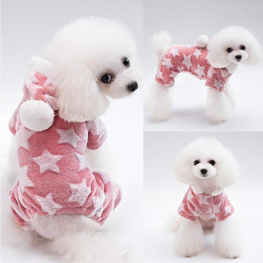 Soft Fleece Dog Pajamas Jumpsuit Winter Dog Clothes Star Pattern Warm Comfortable Jumpsuits Coat for Small Dogs Puppy Dog Cat Clothing Jumpsuits