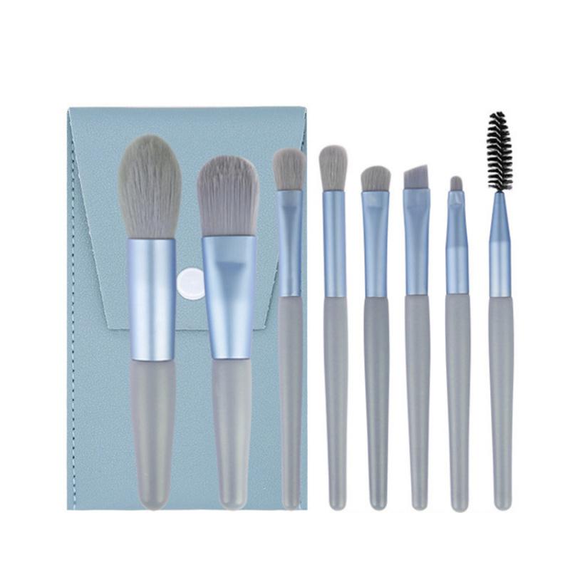 Mini 8-Piece Portable Makeup Brush Set: Soft Bristle Eyeshadow and Foundation Brushes