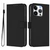 For iPhone 16 Pro Case Solid Color Wallet Leather Phone Cover with Strap