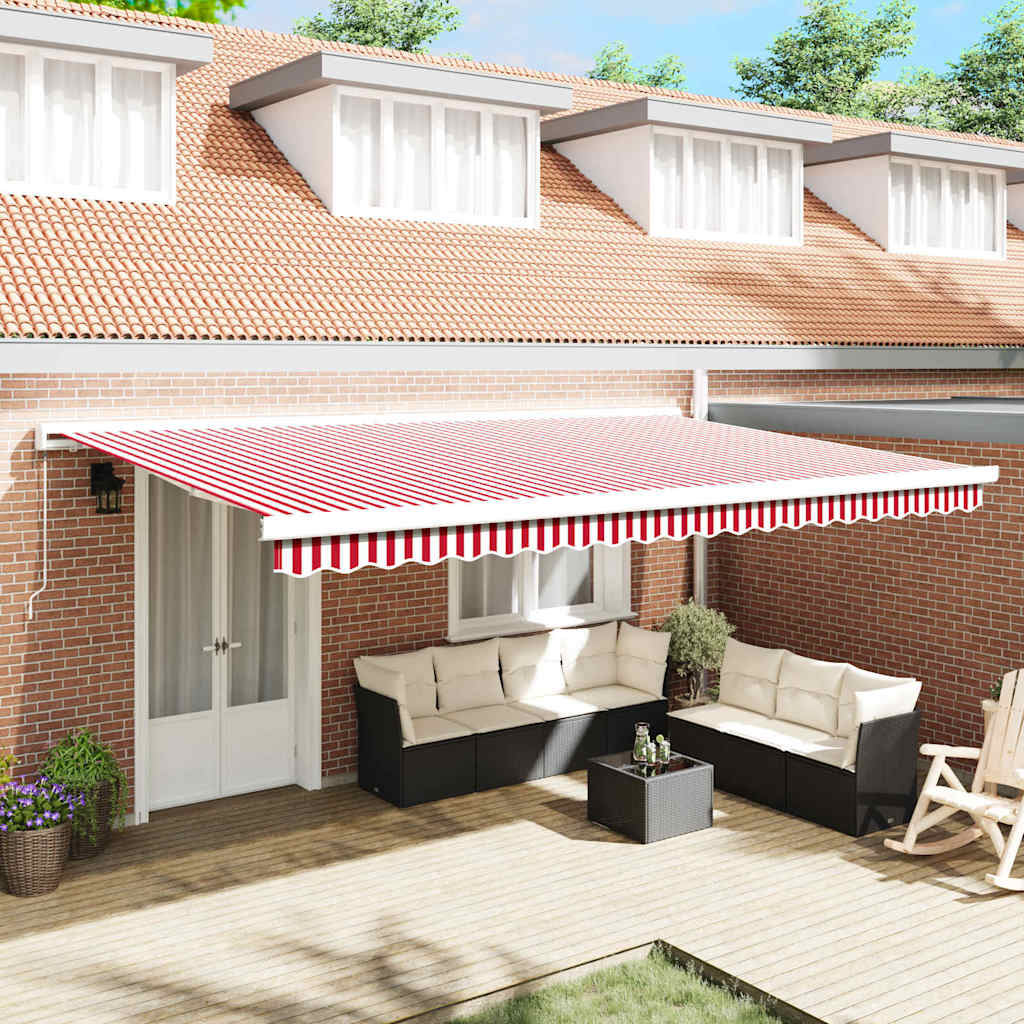 Retractable Awning Red and White 500 x 300 cm