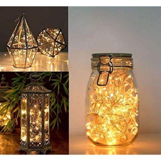 Warm White Led Serial String Lights – Waterproof Copper Wire Yellow Fairy Lights for Home Decoration,Christmas, Deepawali