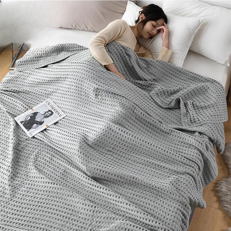 2024 Air Conditioning Blanket Office Nap Air Conditioning Blanket Japanese Style Blanket Solid Color Towel Quilt Knitted Blanket