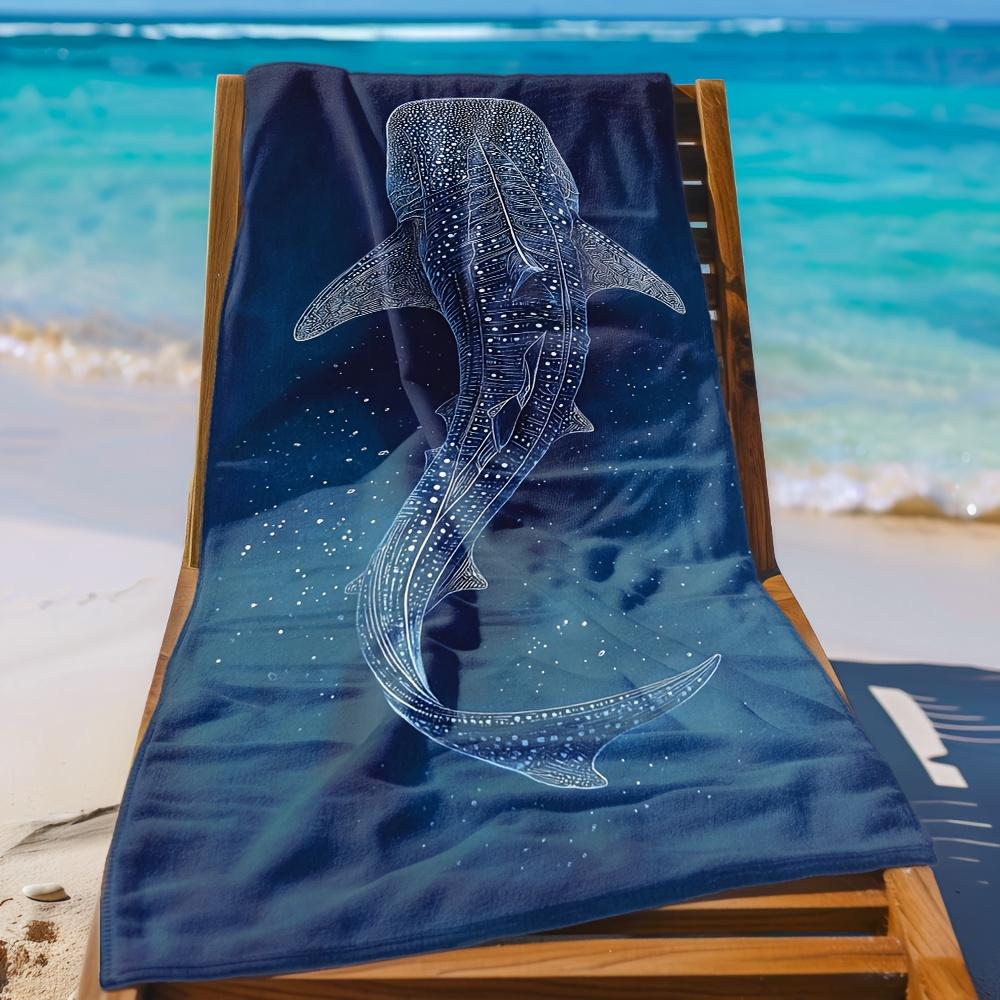 Microfiber Beach Towel Soft Lightweight Fast-Drying Towel with Fun Designs A Whale Featuring Black And White Stripes on a Soft