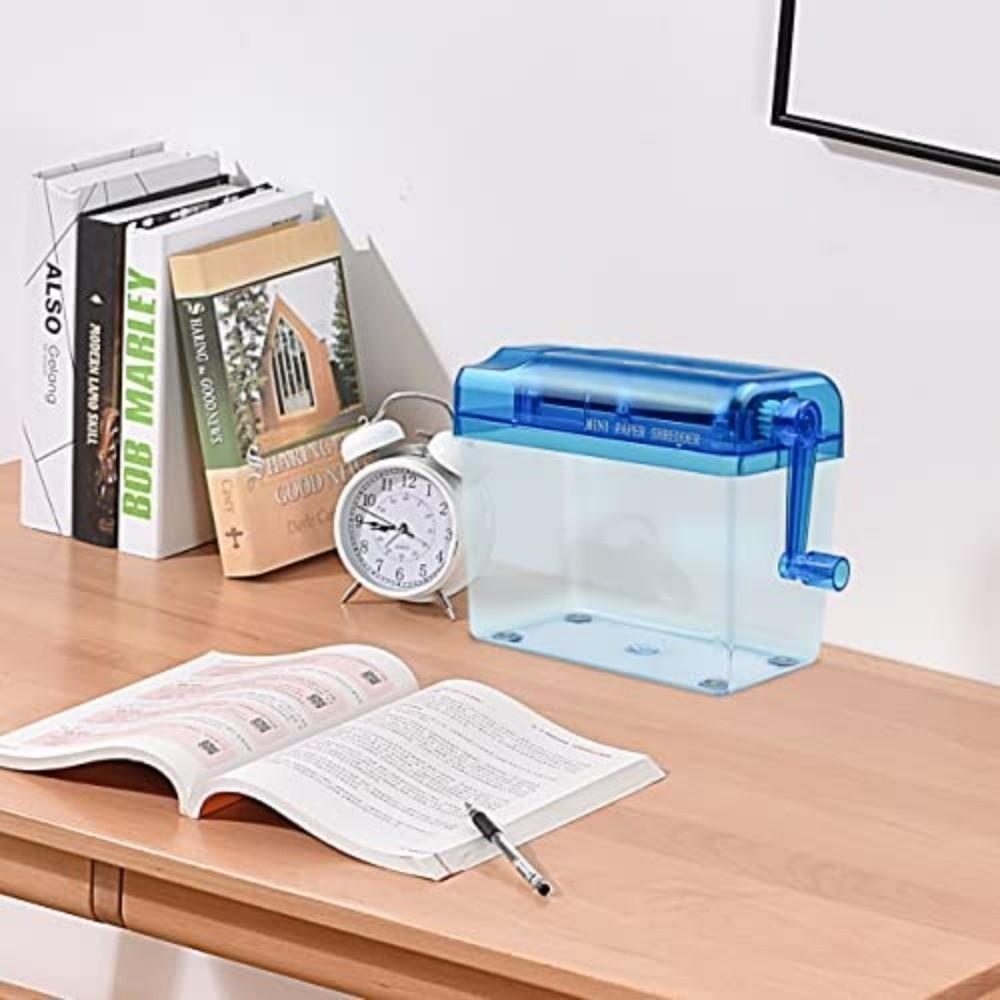 ABS Hand Shredder Hand Crank Mini Manual Shredder Transparent Eco-Friendly Documents Paper Cutting Tool Birthday Gift