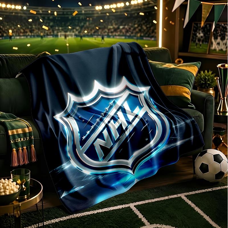 Nhl Hockey League Emblem Throws Blanket Flannel Blankets Plush for Couch Bed Gifts for Men Women Travel picnic blanket Christmas fan gifts