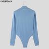 INCERUN Men Mockneck Long Sleeve Fitted Jumpsuits Solid Romper Bodysuits