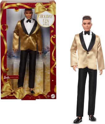 Barbie Праздничный Кен Брюнет Подпись Черный Кукольный домик для ролевых игр Возраст 6 и JGK56 Переодевание, Вверх, Золотой,