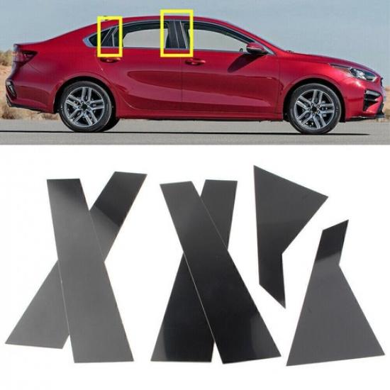 Для Kia Forte -2024 Седан 6 шт. Комплект Черные Стойки Отделка Окон Дверей