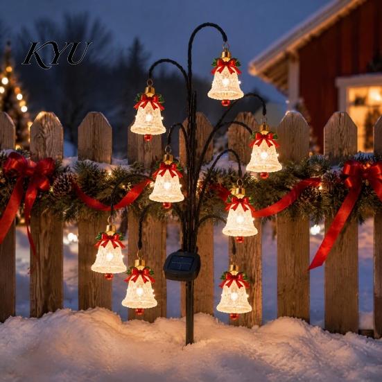 Solar Tree Stake Lights Christmas Lights, Outdoor Waterproof LED Pathway Winter Garden Accents Lamps for Yard Lawn Patio, Holiday Landscape Decoration