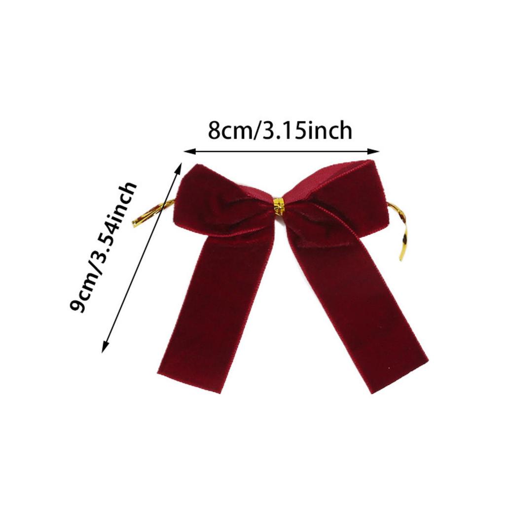 12pcs Small Velvet Bow Christmas Tree Decoration Soft Bowknot Hanging Enhances Holiday Atmosphere for DIY Use for Christmas Party Family Wedding