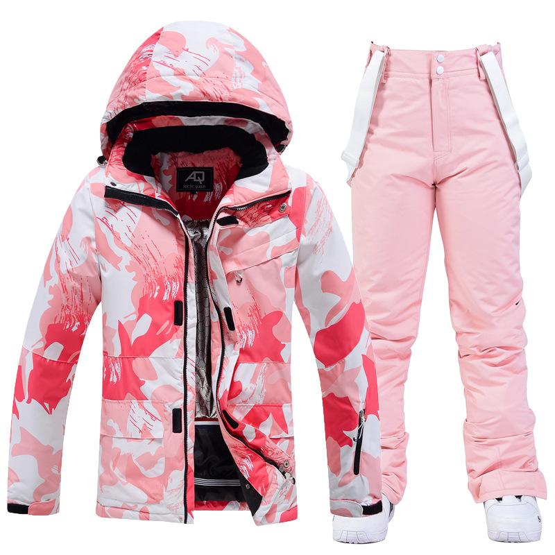 New Ski Suit Suit Ladies Winter Outdoor Windproof Waterproof Warm Thick Single Board Double Board Ski Jacket + Pants