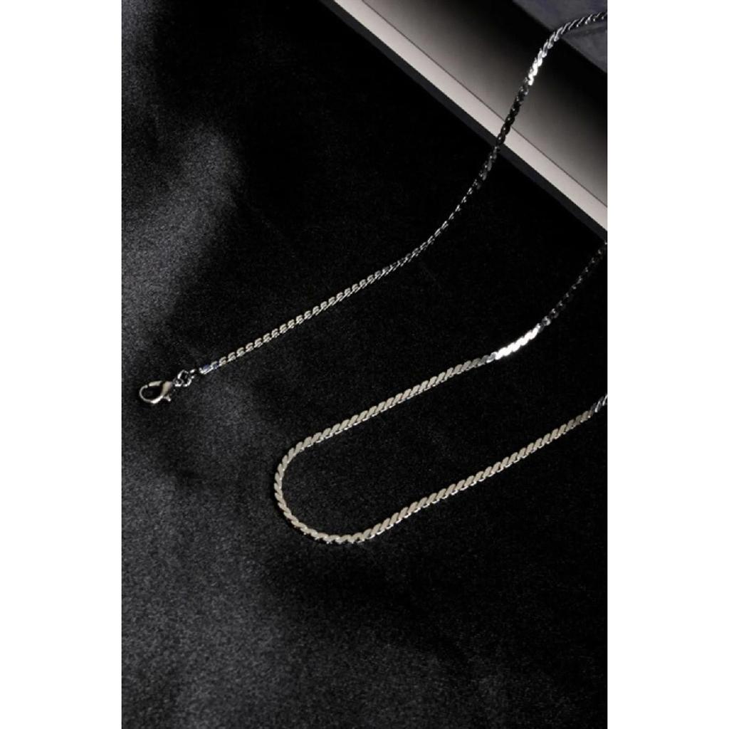Унисекс Нержавеющая Серебряная Мужская Женская Стальная Квадратная Плетеная Тонкая Цепочка Ожерелье 60см