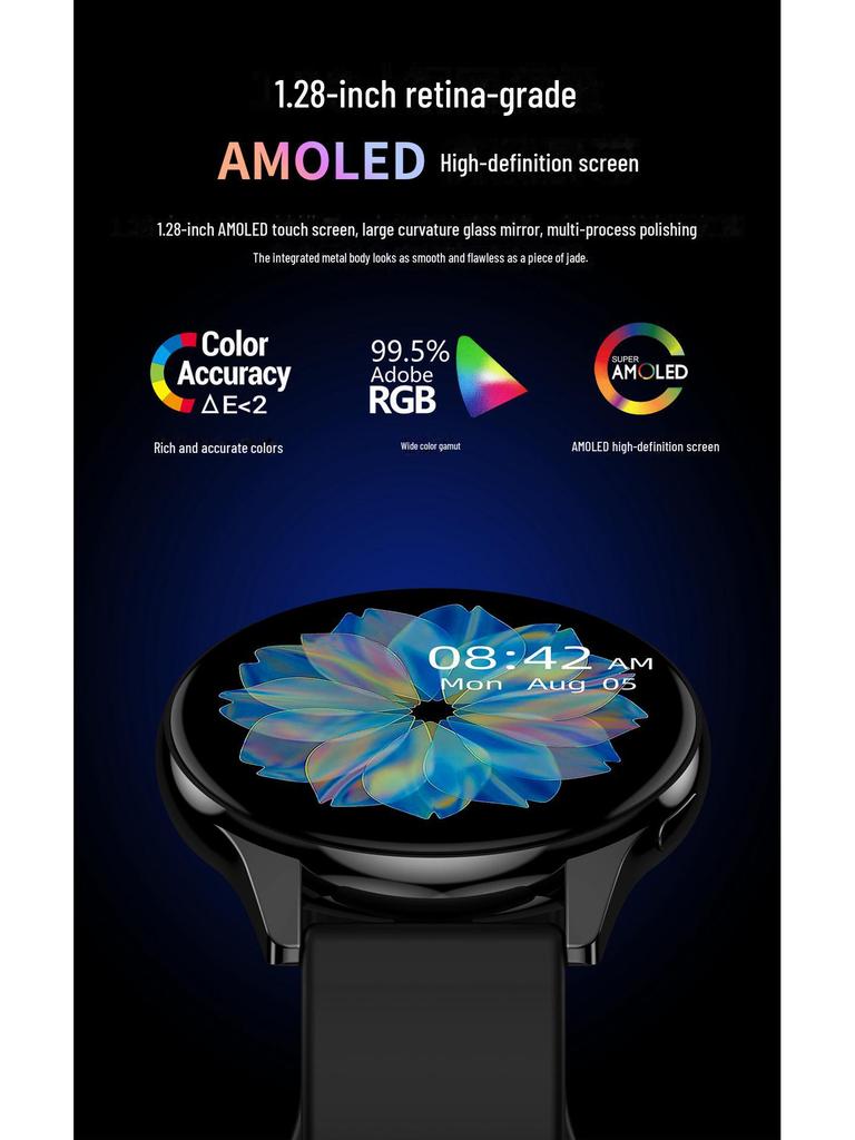 T2pro Smartwatch: Cross-border Bluetooth, Round Screen, Heart Rate Monitor, Step Counter, Call & Message Alerts.