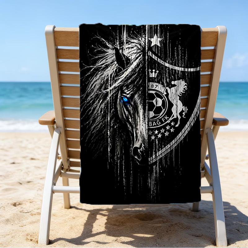 Qarabag Golden Crested Football Emblem Microfiber Beach Towel, Lightweight And Quick-Dry, for Summer Travel, Beach Essential, Swimming Pool