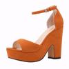 Women Sandals Summer 12cm Sexy Peep Toe Thick High Heels Ankle Strap Sandal Square Flock Platform Shoes Shoe