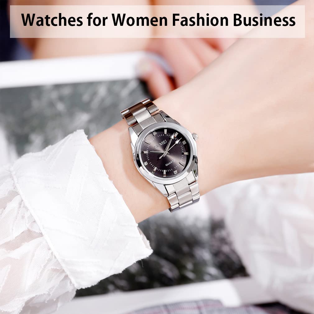 Stylish Stainless Black Women's Watch, Silver, Steel, Waterproof, Business, Classic, Analog, Quartz, Brand, Casual, Simple, Luxury, Gift,