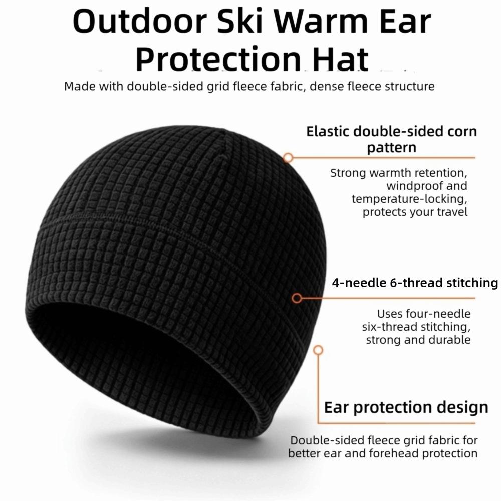 Thick Fleece Fleece Waffle Beanie Windproof Cold Weather Hat New Skull Cap Cycling Running Hiking