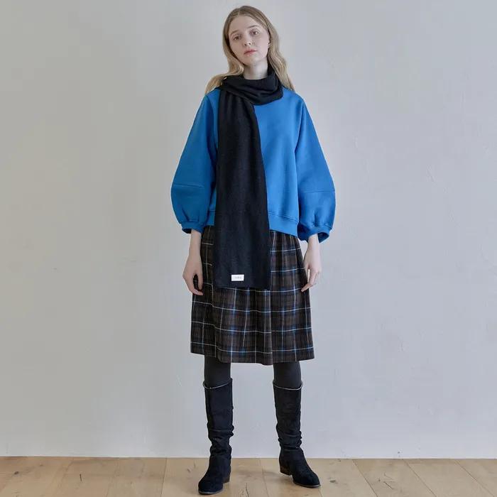 Wool knit muffler - BLACK