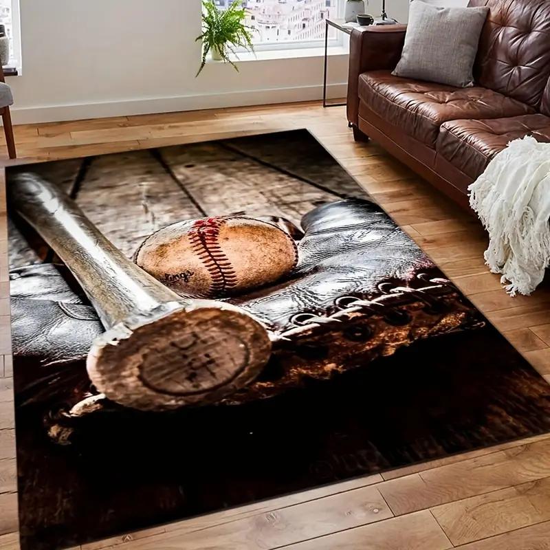 Modern Baseball Field Pattern Area Rugs Green Carpet Suitable for Living Room Kitchen Bedroom Laundry Room,Home Decorations