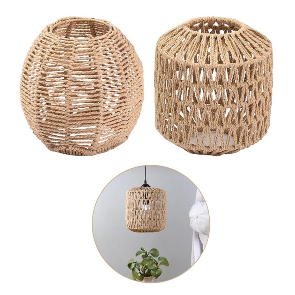 New Exquisite Handwoven Paper Rattan Pendant Lamp Shade - Beautifully Crafted Handmade Wicker Lampshade for Chandelier, Pendant