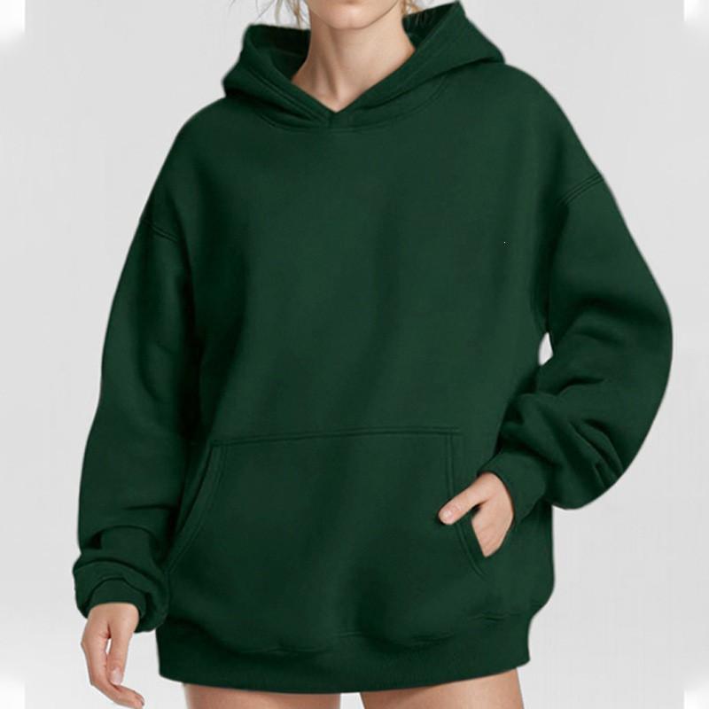 Womens Oversized Hooded Sweatshirt Long Sleeve Solid Color Casual Chic Top Winter