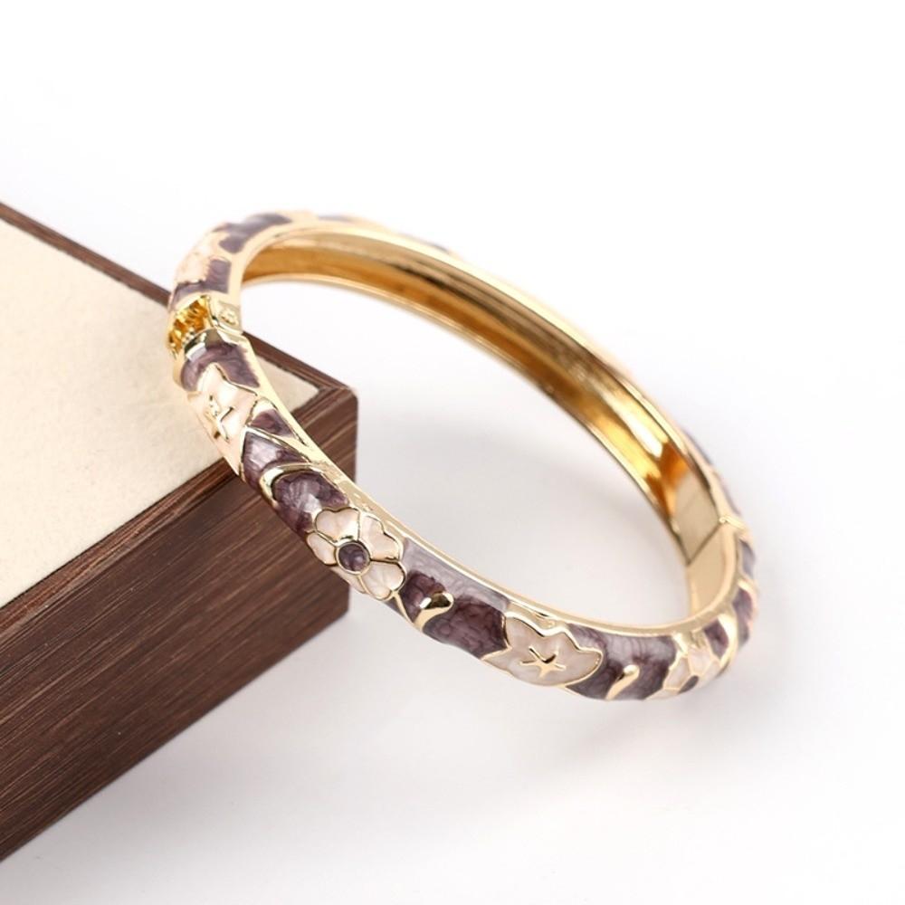 Enamel Vintage Cloisonne Bangle Traditional Women's Hand Bracelet Flower Bangle Ladies