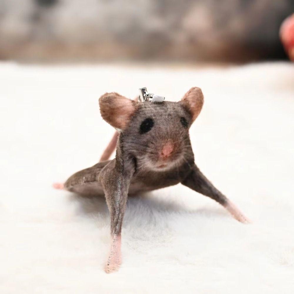 Bendable Mouse Keychain Wire Frame Mouse Doll Novelty Rat Plush Pendant Kids Toy